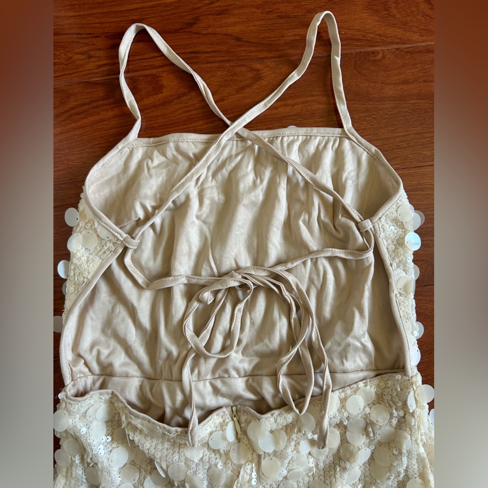 Cream Sequin Midi Dress NWOT - Picture 8 of 8